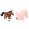 Pluche knuffel boerderijdieren set Varken en Paard van 20 cm - Knuffel boederijdieren