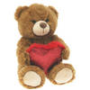 Pluche knuffelbeer/teddybeer met hartje - donker bruin - 26 cm - Knuffelberen