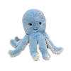 Pia Toys Knuffeldier Inktvis/octopus - zachte pluche stof - premium kwaliteit knuffels - blauw - 19 cm - Knuffel zeedier