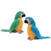 Knuffeldier Papegaaien - set 2x - zachte pluche stof - premium knuffels - groen/blauw - 24 cm - Vogel knuffels