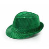 Trilby hoed met pailletten - groen - glitter - Verkleedhoofddeksels