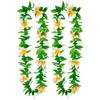 Boland Hawaii krans/slinger - 2x - Tropische kleuren mix groen/wit - Bloemen hals slingers - Verkleedkransen