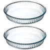 2x stuks ovenschaal rond - Transparant - Glas - Diameter 26 cm - Ovenschalen