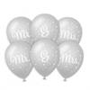 6x stuks Mr. & Mrs huwelijks feest ballonnen - zilver/wit - latex - ca 30 cm - Ballonnen