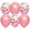 Feestversiering roze-mix thema ballonnen 6x stuks 30 cm - Ballonnen