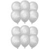 12x stuks Mrs. & Mrs. huwelijks feest ballonnen - zilver/wit - latex - ca 30 cm - Ballonnen