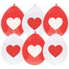 Ballonnen - Love hartjes print Valentijn - rood/wit - 6x stuks - 29 cm - Ballonnen