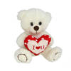 Gerimport Pluche knuffelbeer met I Love hartje - wit/rood - 30 cm - Knuffelberen