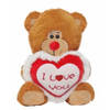 Jono Toys Pluche knuffelbeer/teddybeer met I love you hartje - bruin - 30 cm - Knuffelberen