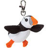 Suki Gifts Pluche knuffeldier Papegaaiduiker vogel sleutelhanger - zwart/wit - 9 cm - clip sluiting - Vogel knuffels