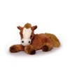 Inware Pluche paard knuffel - liggend - bruin - polyester - 30 cm - Knuffel boederijdieren