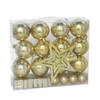 Gerimport Kerstballen en ornamenten set - 29-delig - goud - kunststof - Kerstbal