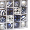 Gerimport kerstballen Kerstballen pakket - 42x - zilver/blauw - kunststof - Kerstbal