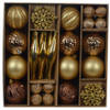 Decoris Kerstballen en ornamenten - 46-delig - bruin/goud - kunststof - Kerstbal