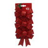 Gerimport kerst ornamenten strikjes 3x- rood -10x13 cm -glitter - Kersthangers