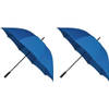 2x Stormparaplu kobalt blauw 130 cm - Paraplu's