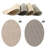 OTIX Placemats - Set van 12 - Kunststof - Ovaal - Beige - Zwart/Wit - Onderleggers - 48x35cm