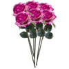 6 x Kunstbloemen steelbloem paars/roze roos Simone 45 cm - Kunstbloemen