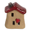 Clayre & Eef Decoratie Beeld Huis 7x6x8 cm Bruin Rood Keramiek Bruin