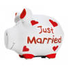 Dieren spaarpot varken/big Just Married 12 cm - Spaarpotten