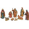 Polystone kerststal beeldjes / beelden 9 stuks 4 tot 19 cm - Kerststallen