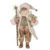 Clayre & Eef Kerstdecoratie Beeld Kerstman 27 cm Goudkleurig Wit Kunststof Goudkleurig