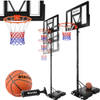 tectake® - Basketbalstandaard 230-305cm basketbalring met wielen - Met bal en pomp