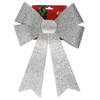 Gerimport Grote decoratie strik - 42 cm - zilver - glitter - kunststof - Feestdecoratievoorwerp