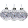 Decoris Luxe kerstballen - 3x - 8 cm - transparant parelmoer - glas - Kerstbal