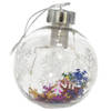 Gerimport Verlichte kerstbal -sneeuwvlok confetti -8cm -kunststof - Kerstbal