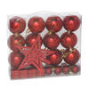 Gerimport Kerstballen en ornamenten -29x - rood kunststof - Kerstbal