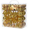 Decoris kerstballen, ornamenten en piek - set -67x-goud-kunststof - Kerstbal