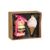 House of Seasons Kersthangers macaron en ijsje - 2x st - glas - Kersthangers