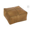 J-line - Poef Koehaar Leder Donker/camel - 50x50x32cm