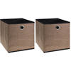 Storage Solutions Opbergmand/kastmand - 2x - karton/kunststof - 28 liter - bruin - 30 x 30 x 30 cm - Opbergmanden