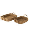 J-line - Set Van 2 Manddienbladen Waterhyacint Natuur - 51x48x16cm