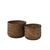 J-line - Set Van Twee Mand Bamboo Donkerbruin - 39.5x39.5x30cm