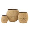 J-line - Set Van 3 Mand Ster Stippellijnen Zeegras Naturel/zwart - 68x68x57cm