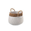 J-line - Mand+handvat Bol Bamboe+touw Wit Small - 49x47x39cm