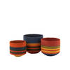 J-line - Set Van 3 Mand Rond Met Kleine Voet+strepen Zeegras Mix - 30x30x26cm