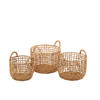 J-line - Set Van 3 Manden Rond Open Waterhyacint Naturel - 44x44x31cm