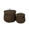 J-line - Set 2 Manden Maurice Waterhyacinth Donkerbruin - 50x50x44cm