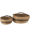 J-line - Set 2 Manden Rond Zeegras Naturel - 60x60x26cm