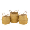 J-line - Set 3 Manden Intrekbaar Zeegras Geel - 30x30x28cm