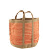 J-line - Mand Rond Met Handvaten Jute Naturel/oranje - 60x40x40cm