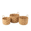 J-line - Set Van 3 Manden Rond Waterhyacint Naturel - 44x44x31cm