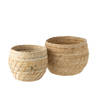 J-line - Set Van Twee Manden Raffael Rond Raffia Naturel - 46x46x34cm