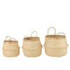 J-line - Set 3 Manden Intrekbaar Zeegras Wit - 30x30x28cm