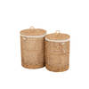 J-line - Set Van 2 Manden+deksel Was Waterhyacint Naturel - 42x42x55cm