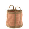 J-line - Mand Rond Met Handvaten Jute Naturel/roze - 60x40x40cm